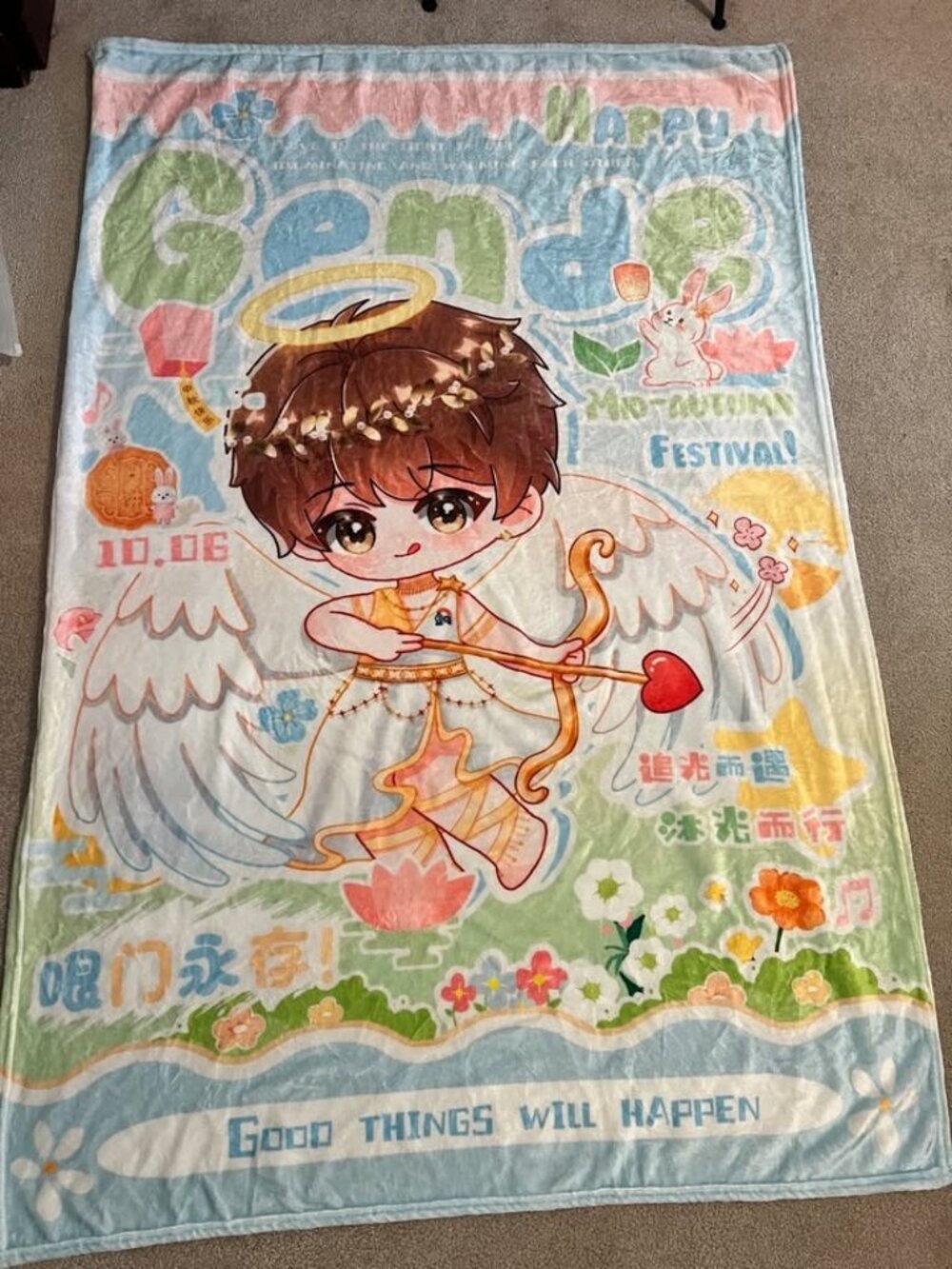 Mid-Autumn Festival Flannel Throw Blanket 39x58 Anime Angel